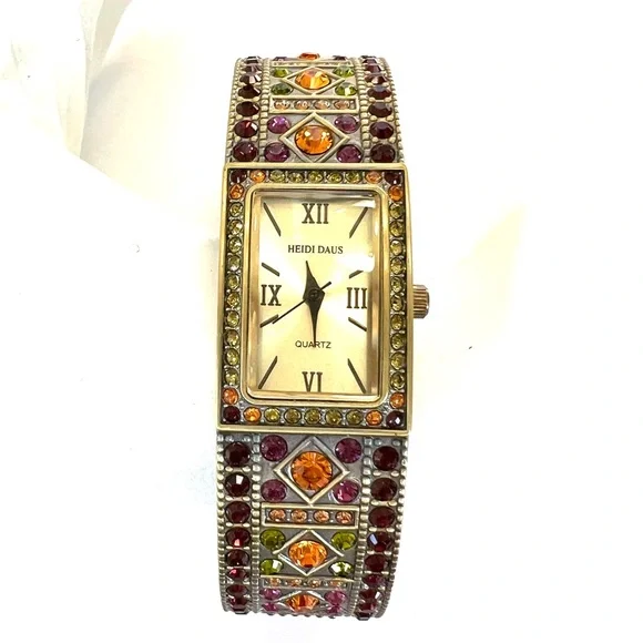 Heidi Daus Vintage “Pavé Crystal Bangle” watch bracelet EUC size S/M interior 8”